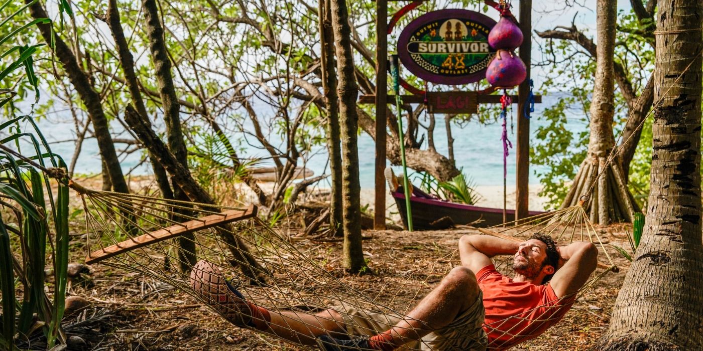 David lounges in a hammock on 'Survivor 48.'