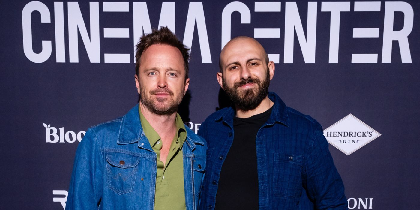 Anastasios Karras and Aaron Paul at the Collider Media Studio at SXSW.