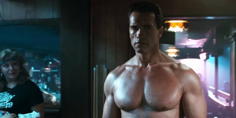 The T-800 (Arnold Schwarzenegger) walks naked through a bar in 'Terminator 2: Judgment Day'