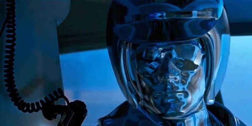 The liquid metal face of the T-1000 (Robert Patrick) in 'Terminator 2: Judgment Day'