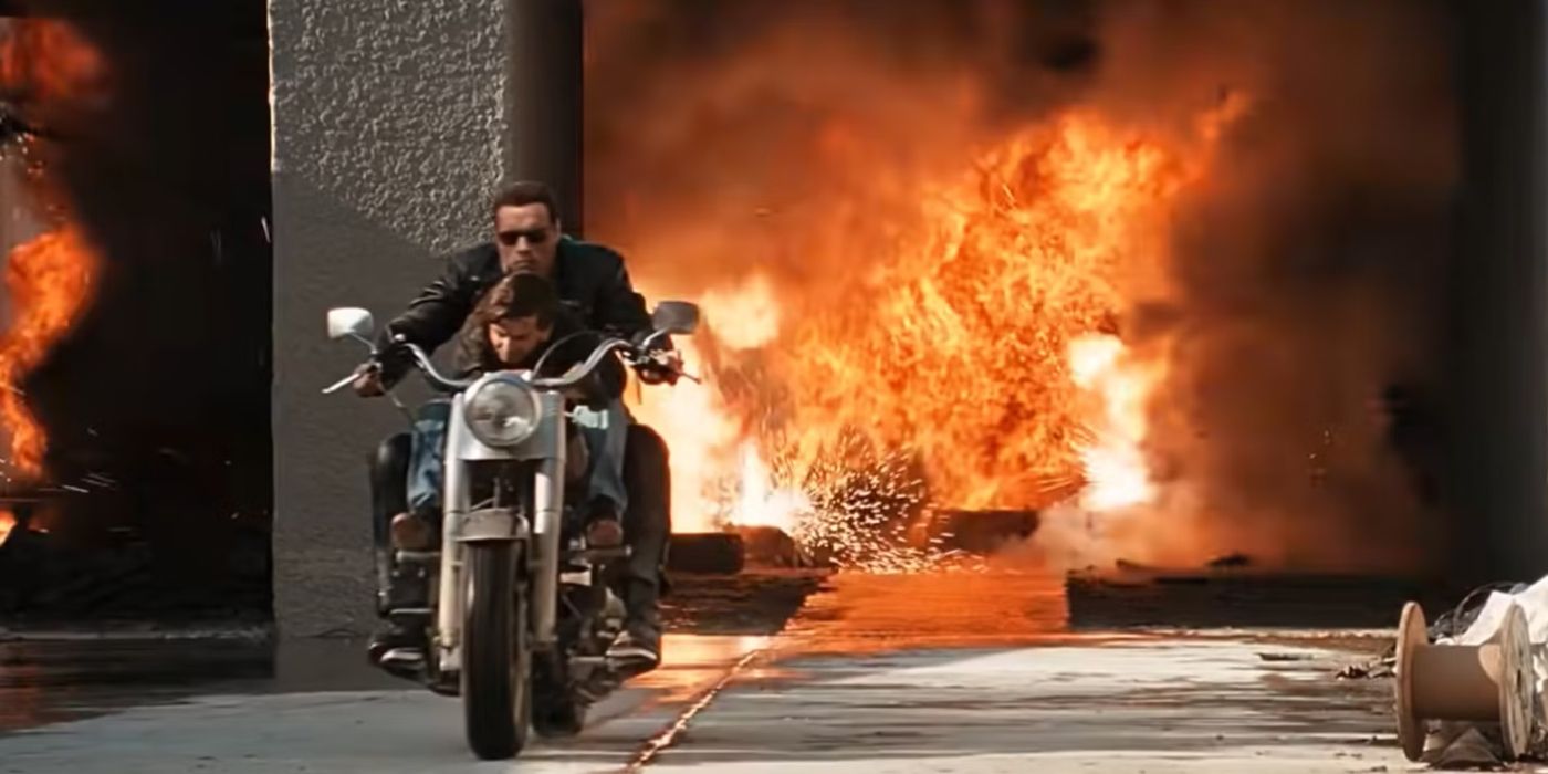 Imagen de una explosión de la escena de la persecución del río LA en Terminator 2.