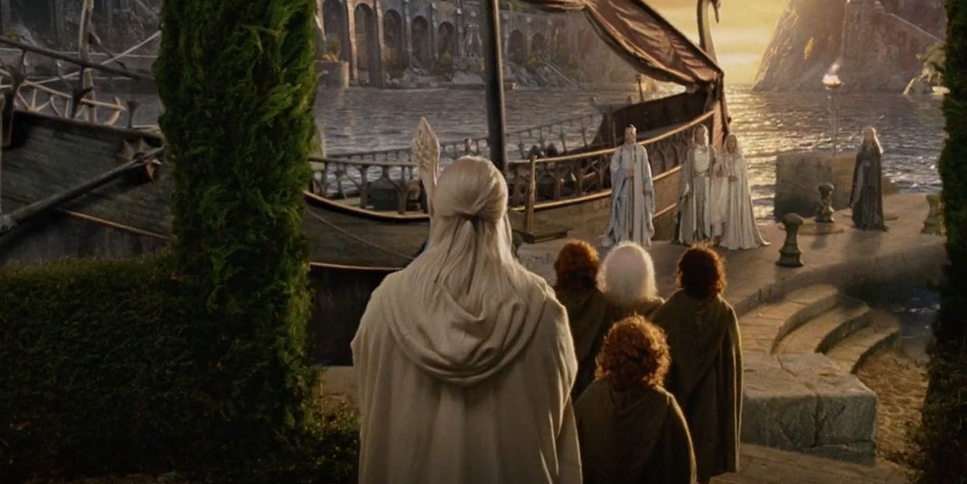 The Fellowship at the Grey Havens in &lsquo;The Lord of the Rings - The Return of the King&rsquo;