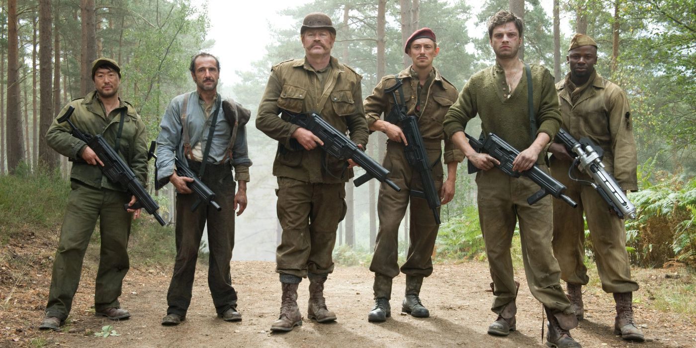 The Howling Commandos standing together in Captain America: The First Avenger