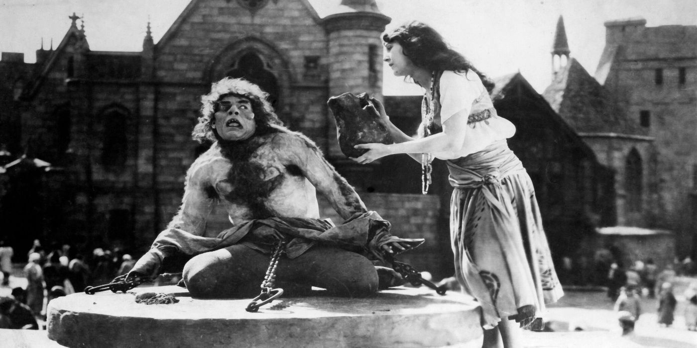 Quasimodo is chained to the ground in The Hunchback of Notre Dame.