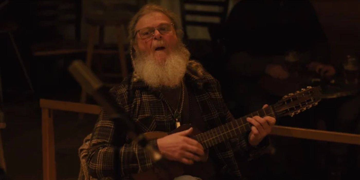 Gustavo Santaolalla plays the ronroco in the party scene in The Last of Us Season 2.
