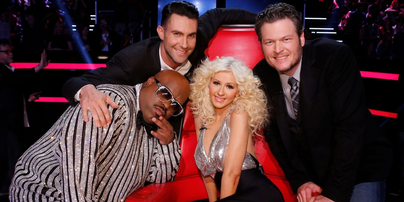 &lsquo;The Voice&rsquo; Season 1 coaches CeeLo Green, Adam Levine, Christina Aguilera, and Blake Shelton.