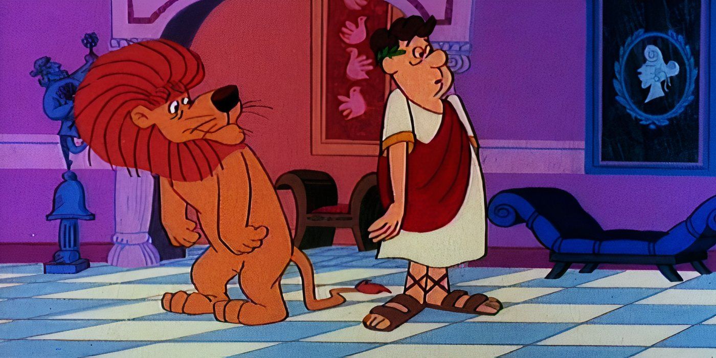 Brutus the Lion (left) &amp; Gus Holiday (right) in &lsquo;The Roman Holidays&rsquo;