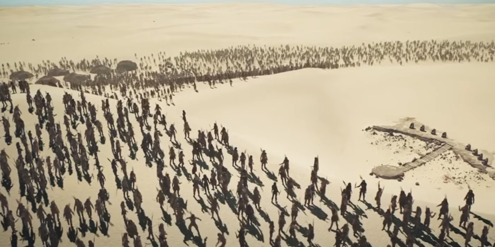 The Aiel gathering in The Wheel of Time Season 3 finale.