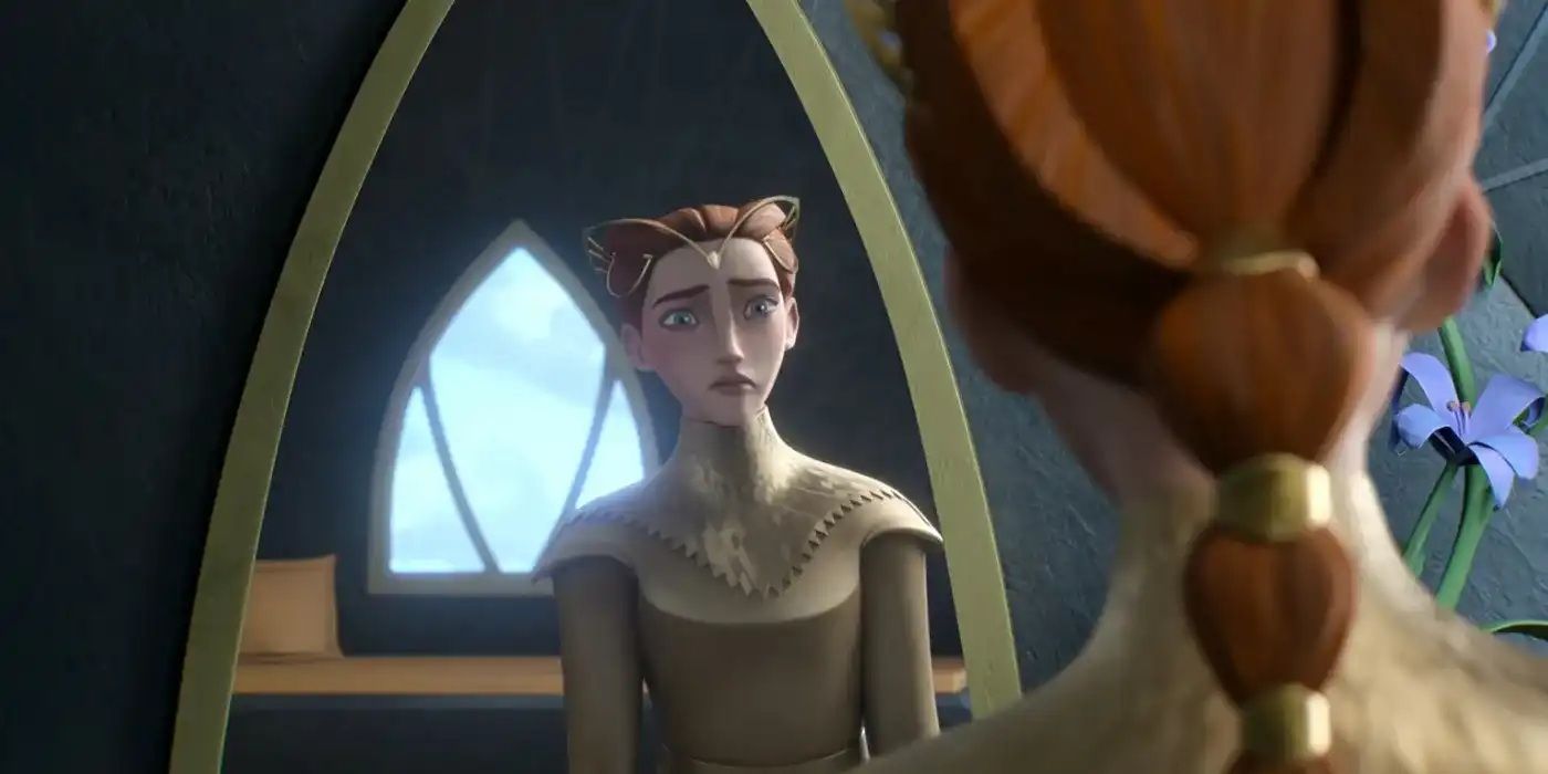 Lady Gretchen looks at herself in the mirror