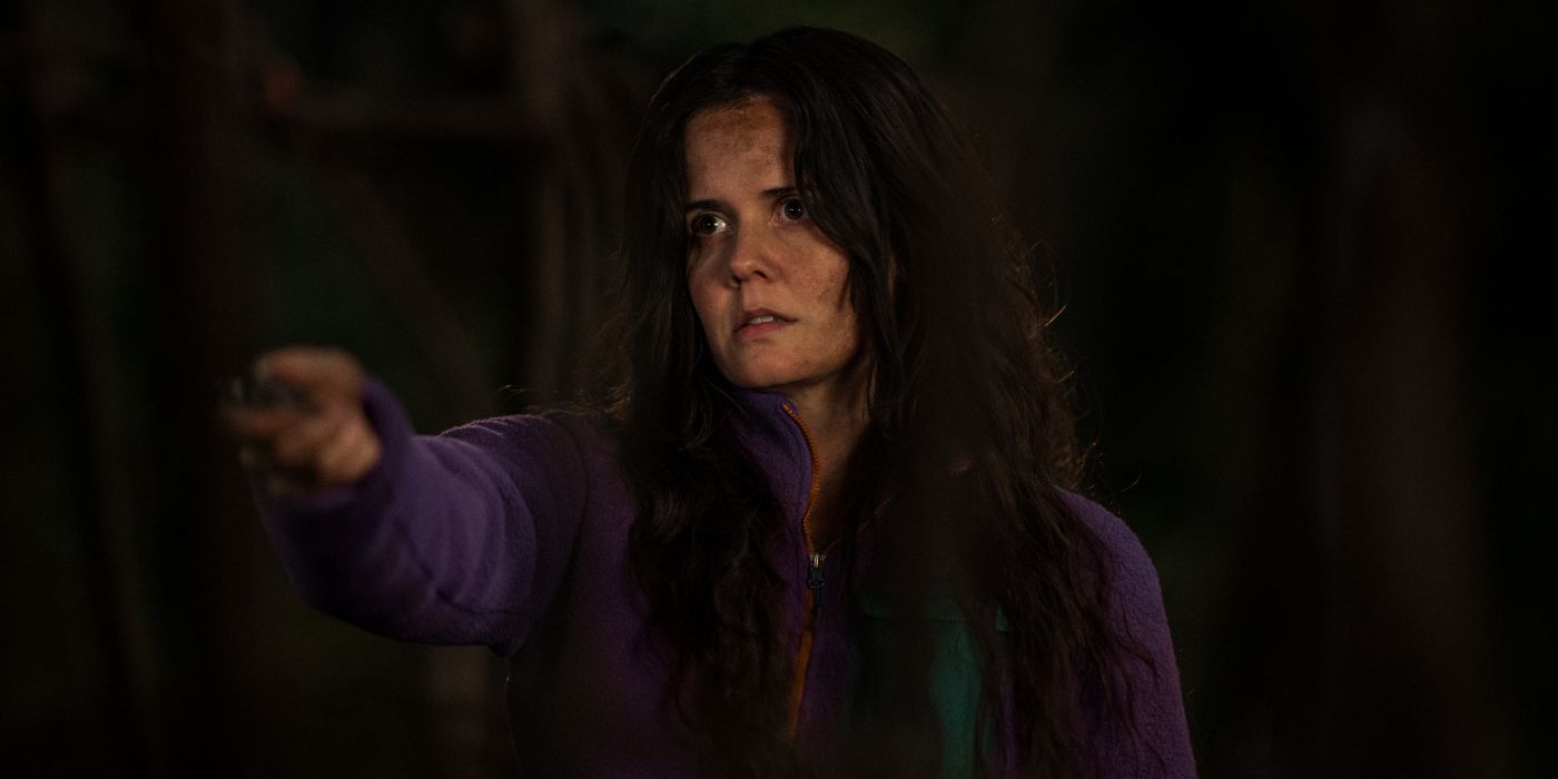 Ashley Sutton holding a bloody knife