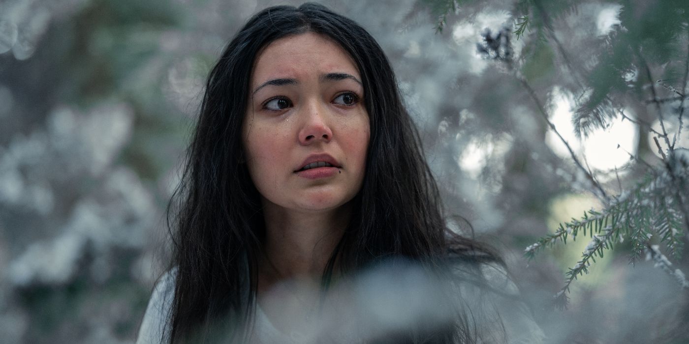 Mari running through the woods in her nightgown in the Yellowjackets Season 3 finale