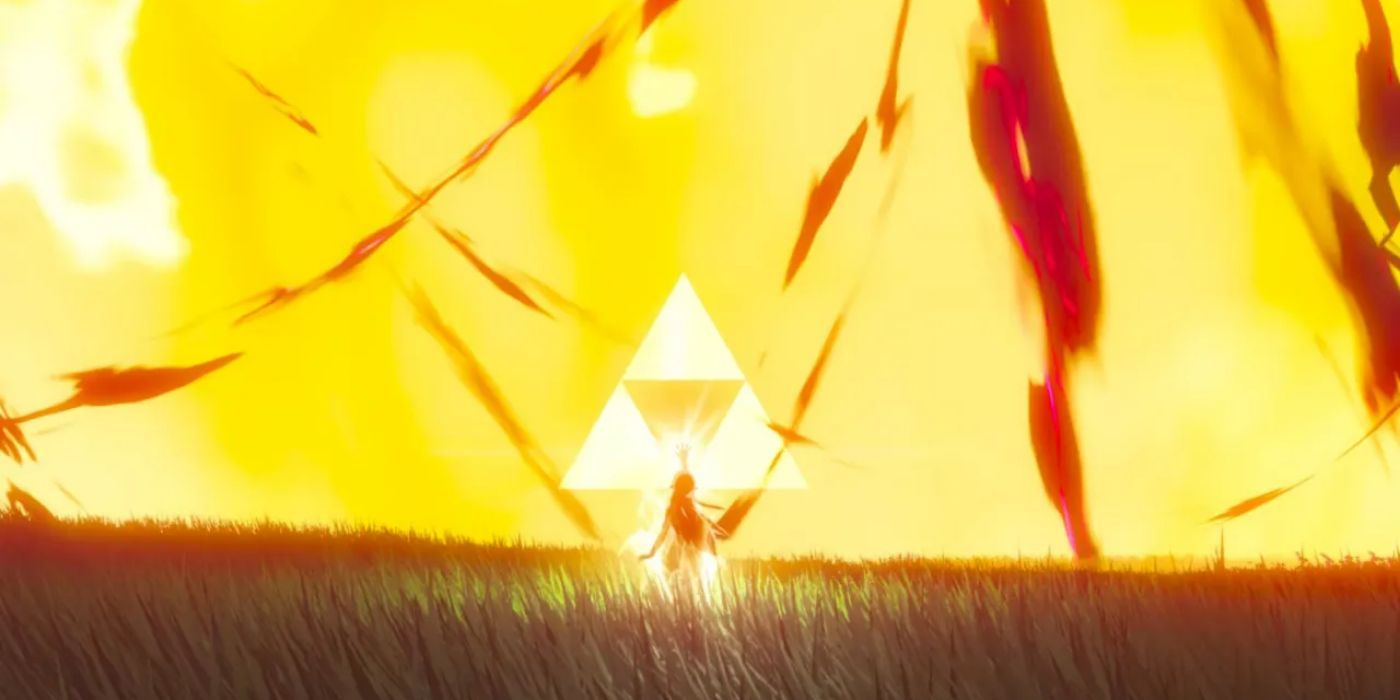 Zelda wielding the triforce in The Legend of Zelda: Breath of the Wild