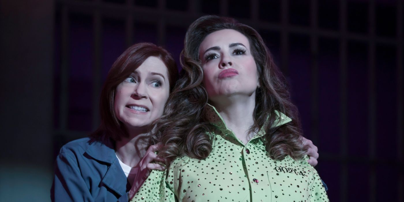 Carrie Preston as Elsbeth Tascioni and Alyssa Milano as Pupetta Del Ponte in Elsbeth Season 2 Episode 20