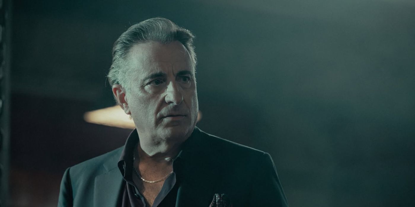 Andy Garcia as Galino, frowning while looking at someone off-screen