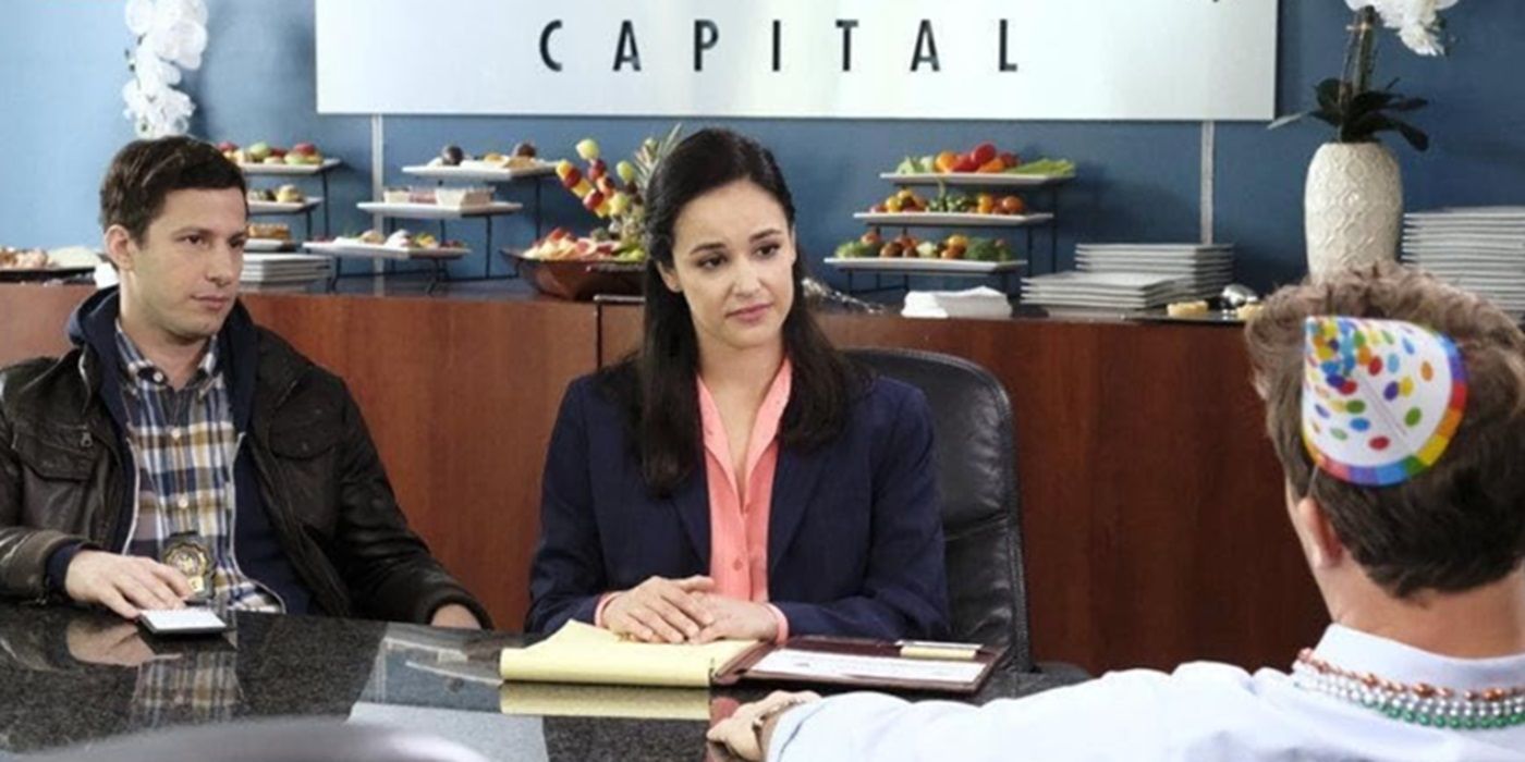 Andy Samberg e Melissa Fumero aparecem no episódio de *Brooklyn Nine-Nine * "Ele disse, ela disse."