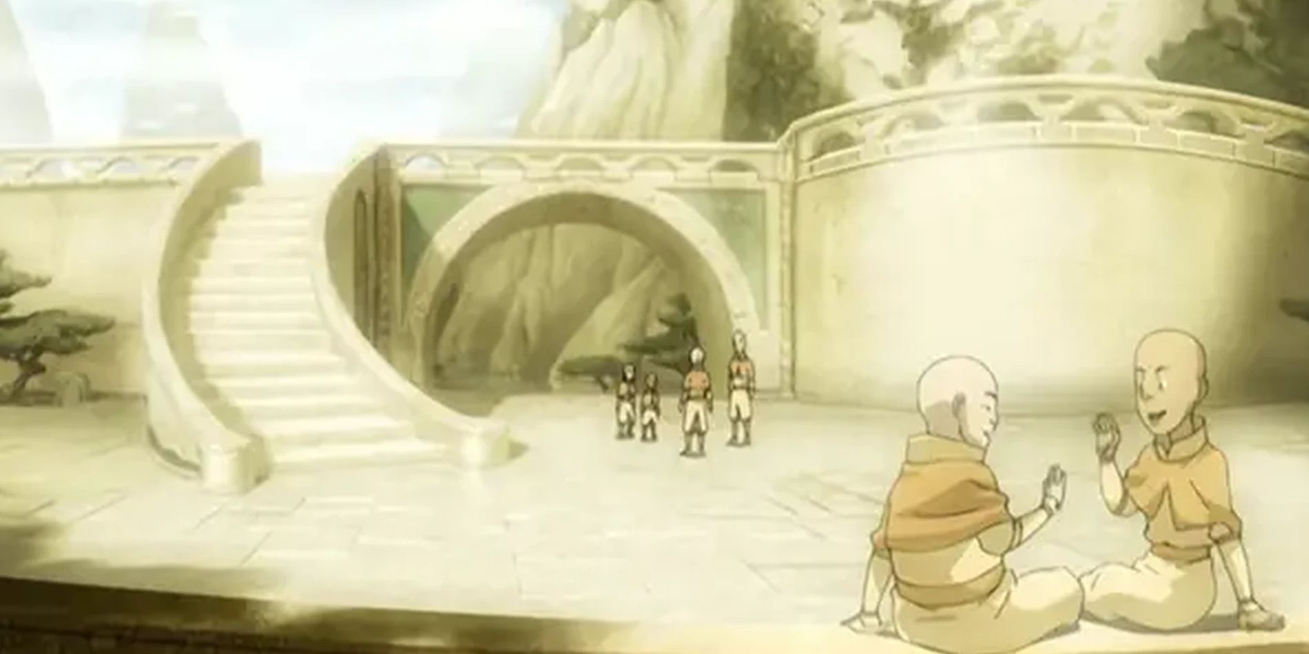 Os Airbenders em seu templo em Avatar: The Last Airbender