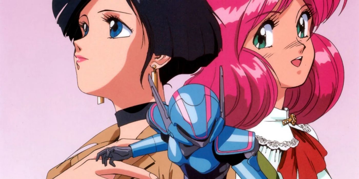 'Bubblegum Crisis' shows two protagonists and a robot.