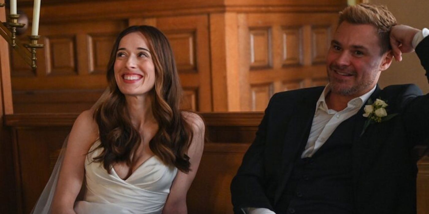 Burgess (Marina Squerciati) and Ruzek (Patrick John Flueger) are all smiles at their wedding in the Chicago P.D. Season 12 finale.