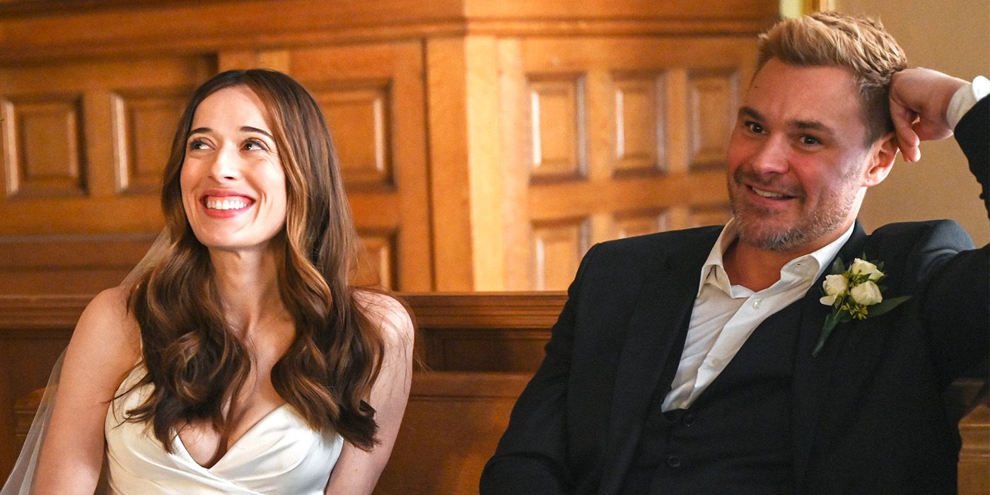 Burgess (Marina Squerciati) and Ruzek (Patrick Flueger) smiling in Chicago P.D.'s "Vows."