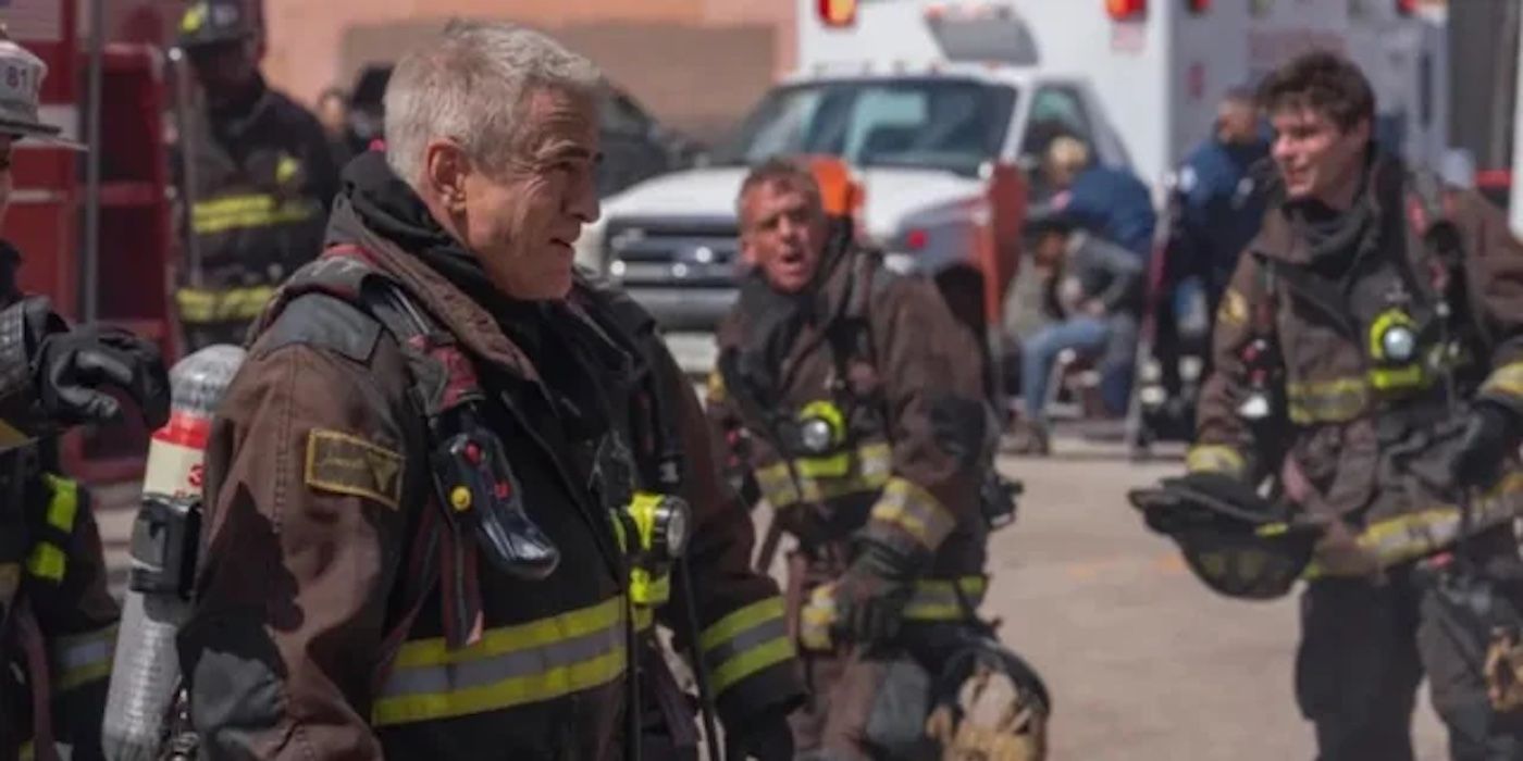 Chief Pascal (Dermot Mulroney) on the scene in the Chicago Fire Season 13 finale.