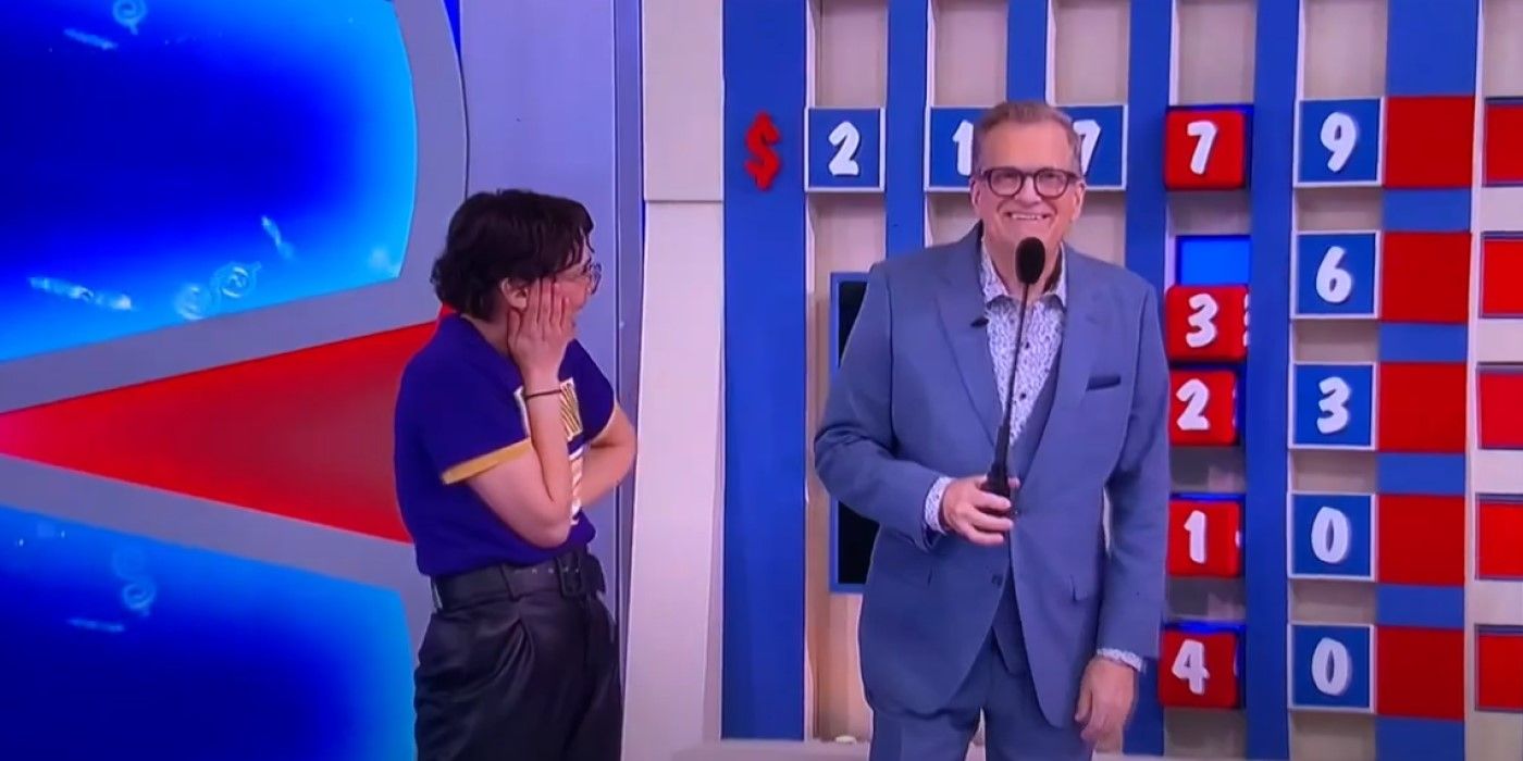 Drew Carey addresses the camera after Yanira from Hawaii loses Switcheroo on The Price is Right.