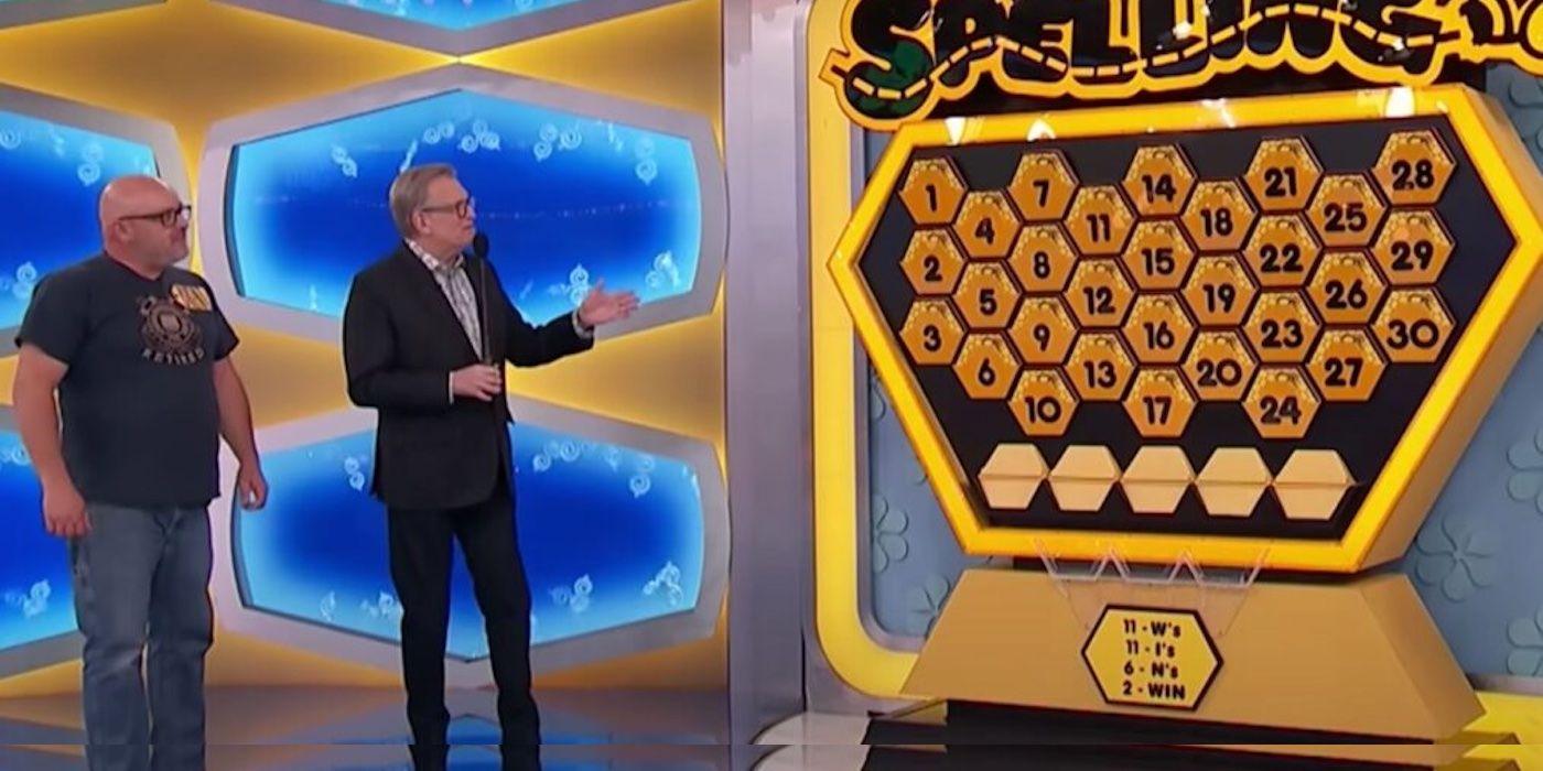 Drew Carey explains the Spelling Bee game to Brent on the April 25, 2025 episode of The Price is Right.