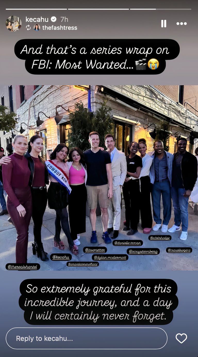 Keisha Castle-Hughes shared a photo of the cast of FBI: Most Wanted Season 6 behind the scenes of the series finale