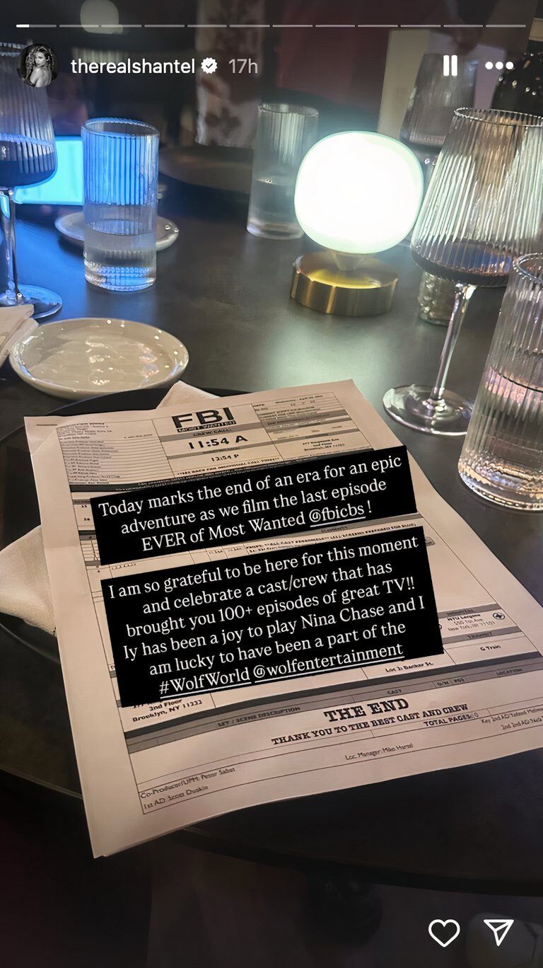 Shantel VanSanten shared an image of the FBI: Most Wanted Season 6 finale production page