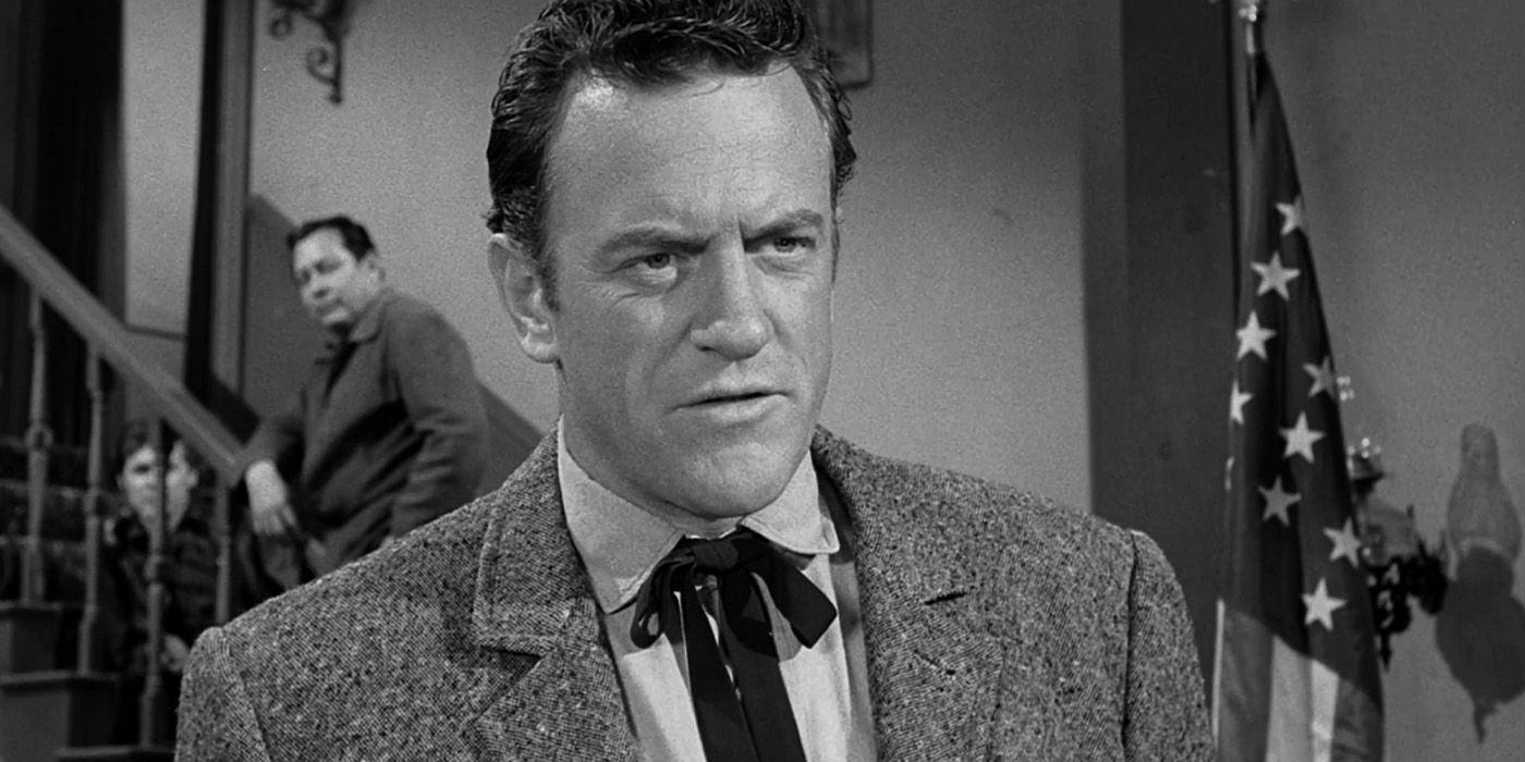 Marshal Matt Dillon (James Arness) testifies in court in the 'Gunsmoke' episode "The Gallows."