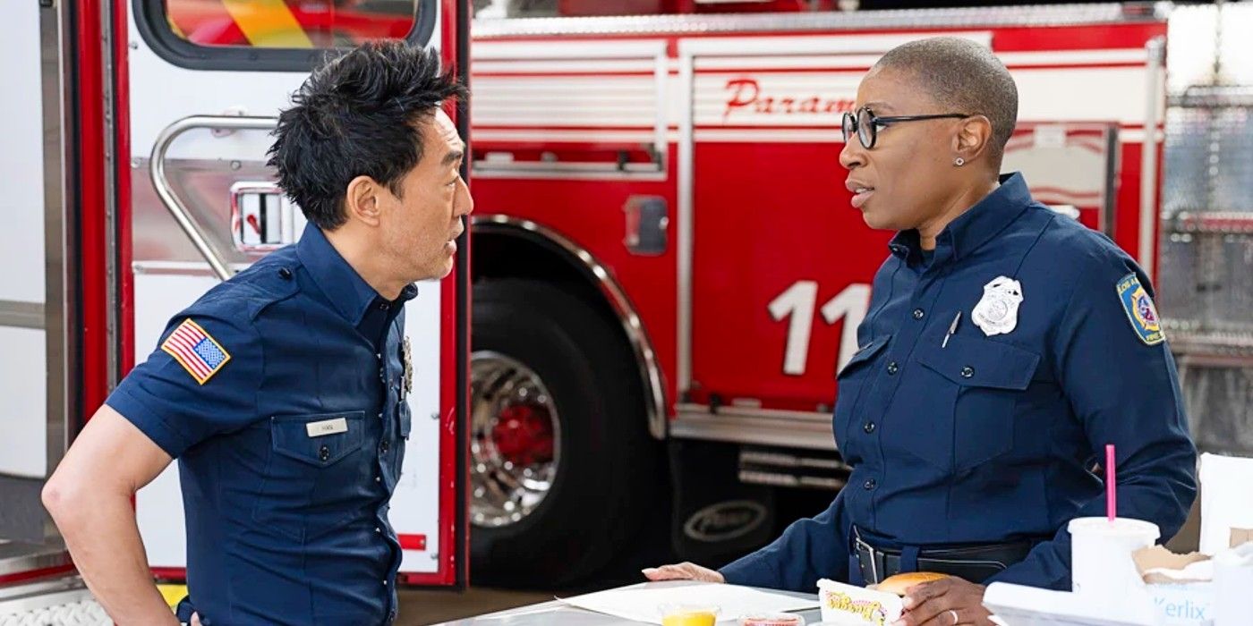 Chimney Han talking to Hen Wilson in 9-1-1 Season 8