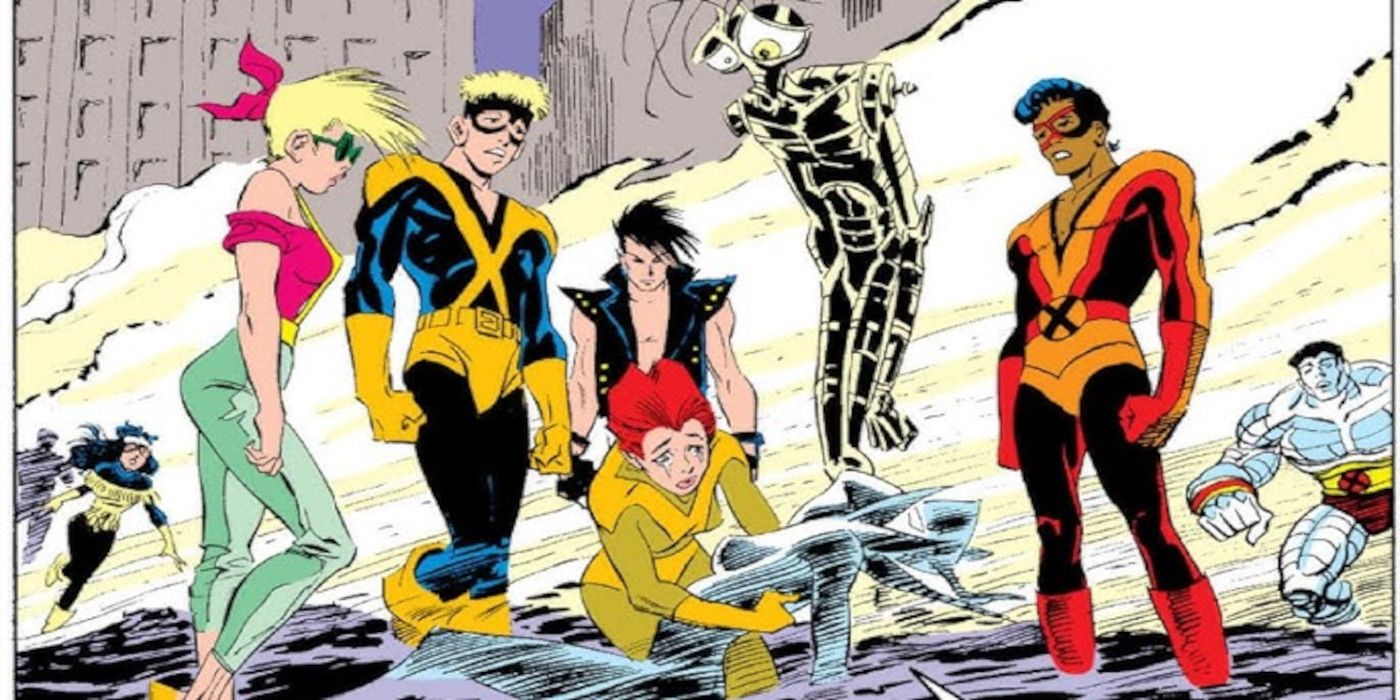 Mutants stand in the wreckage of New York in Marvel Comics.