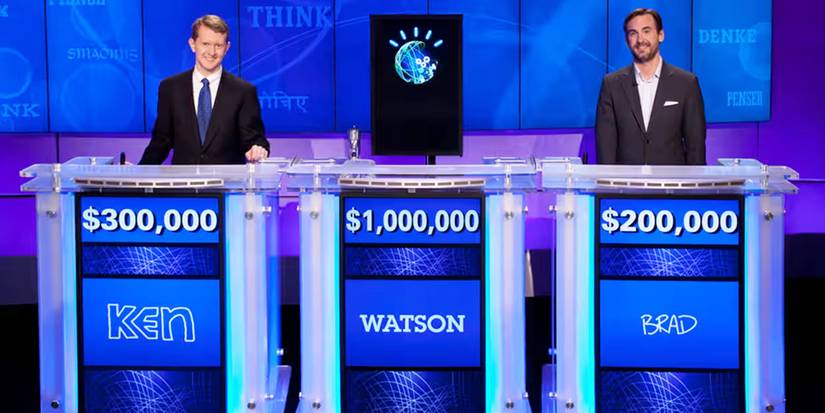 Ken Jennings and Watson as contestant on Jeopardy