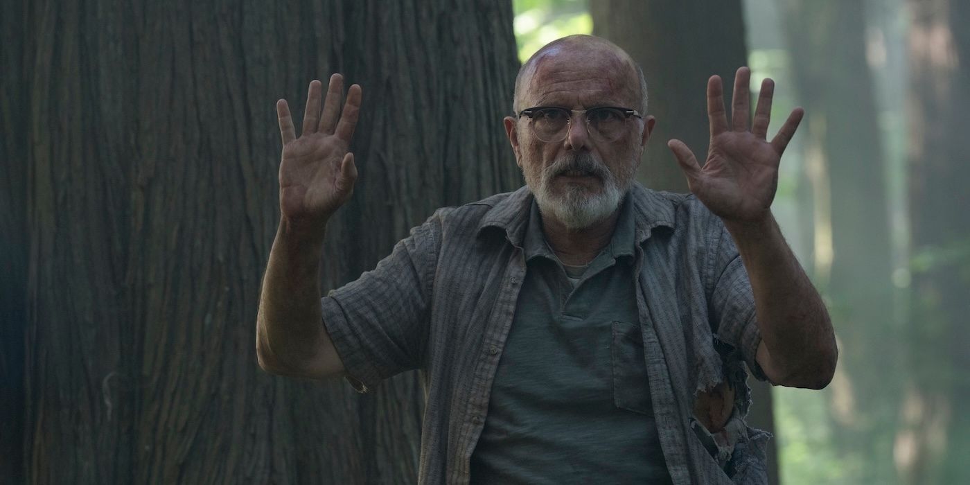 Joe Pantoliano as Eugene in the woods in The Last of Us Season 2 Episode 6