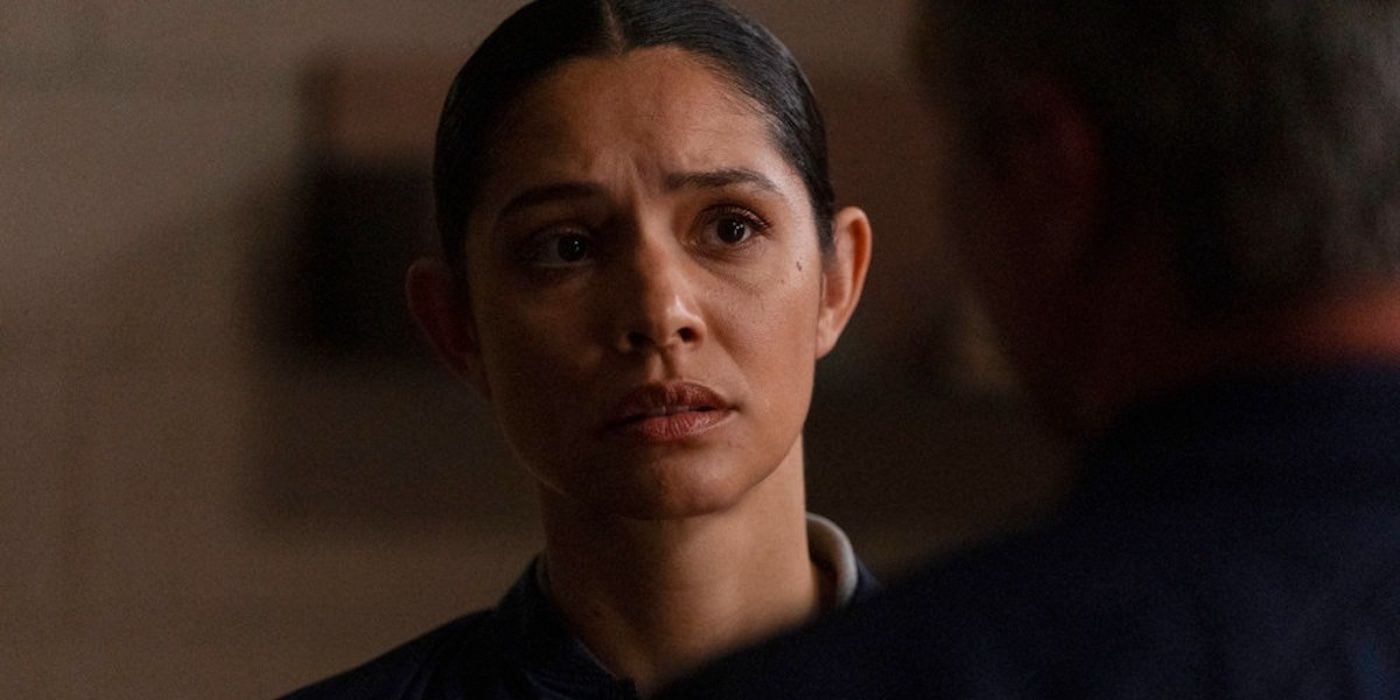 Kidd (Miranda Rae Mayo) looks concerned in Chicago Fire.