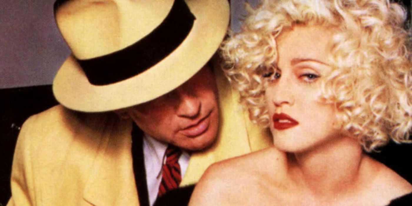Madonna and Warren Beatty on the cover for Madonna's album I'm Breathless, inspired by the movie Dick Tracy