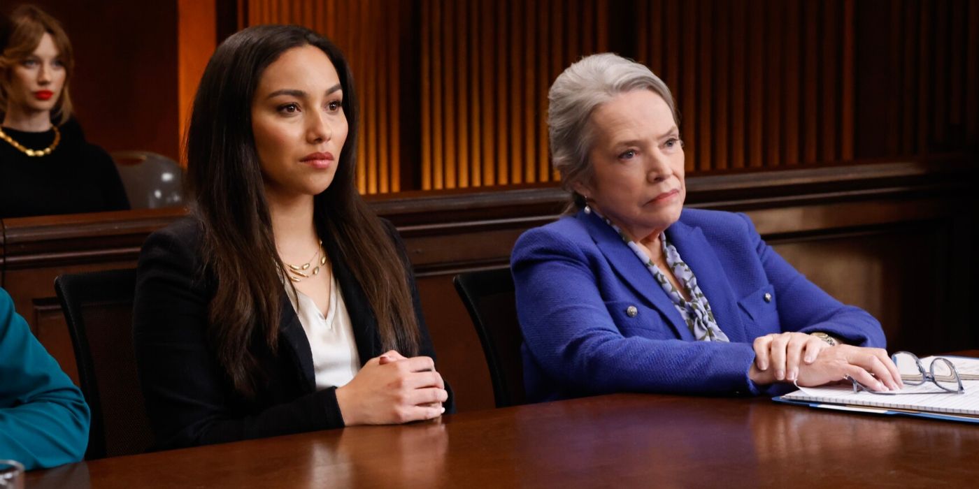 Danielle Larracuente and Kathy Bates sit in trial in Matlock Season 1, Episode 3