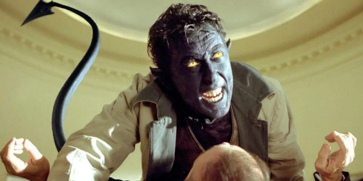 Nightcrawler (Alan Cumming) ataca o Salão Oval da Casa Branca em X2: X-Men United.