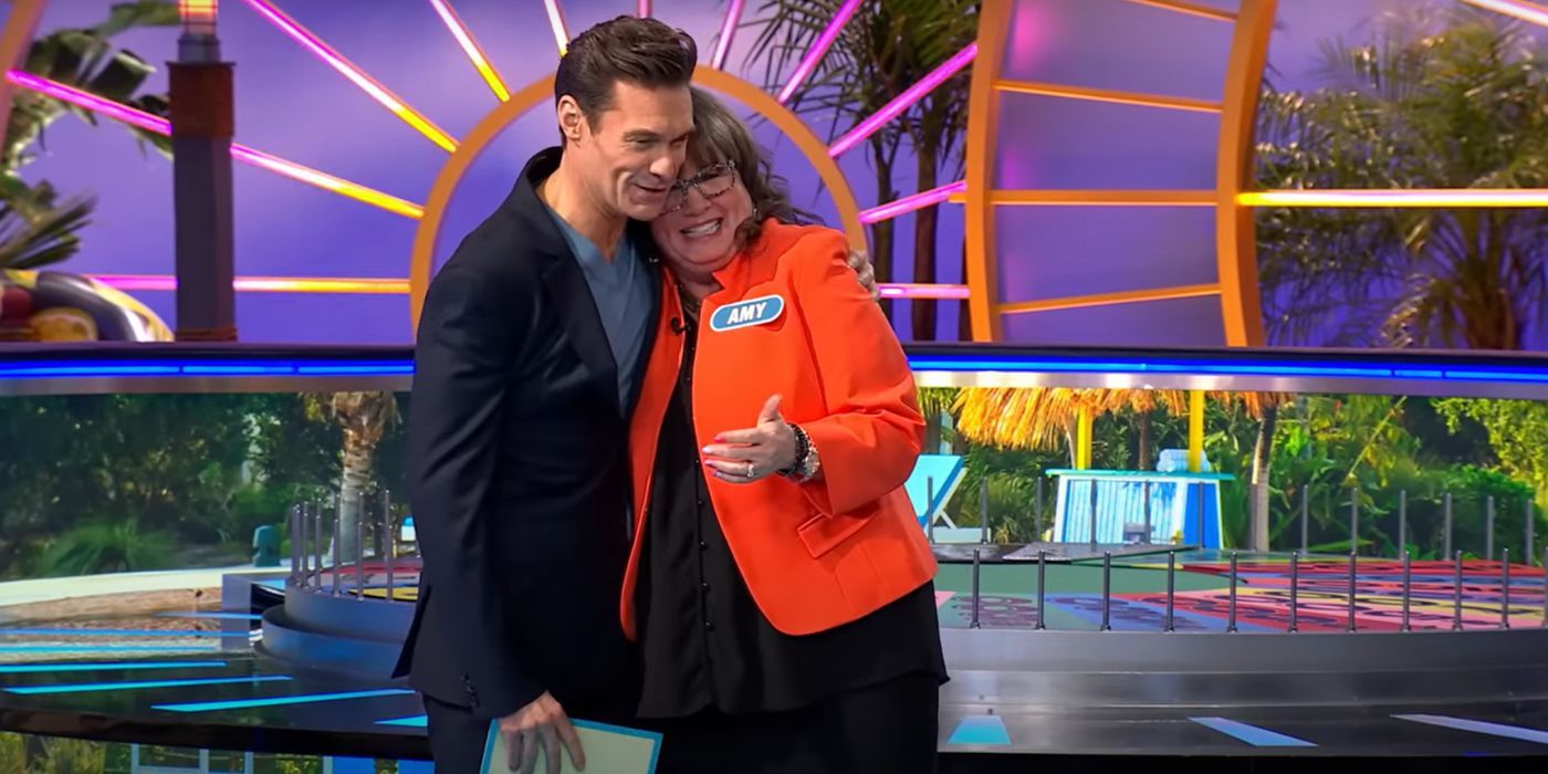 Ryan Seacrest and contestant Amy' Bonus Round in Wheel of Fortune.