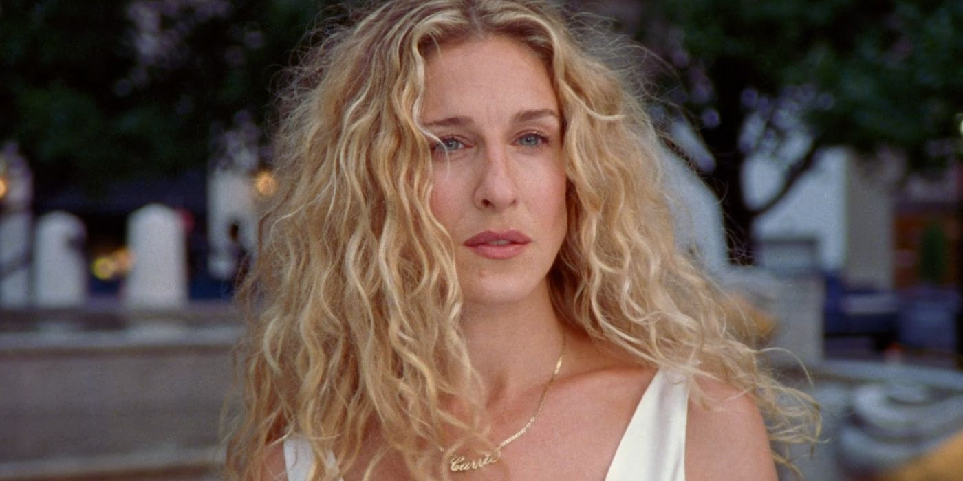 Carrie is windswept in Sex and the City.