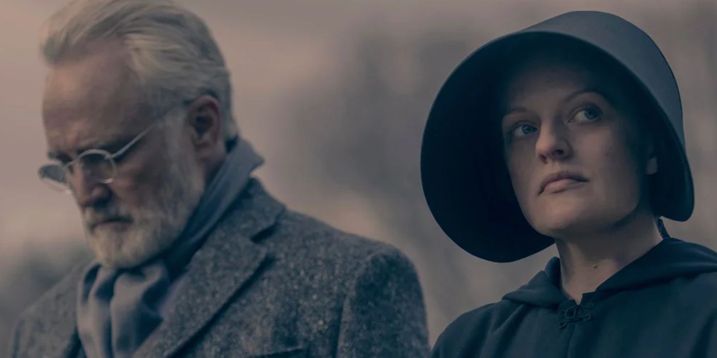 Bradley Whitford as Joseph Lawrence and Elisabeth Moss as June in The Handmaid's Tale
