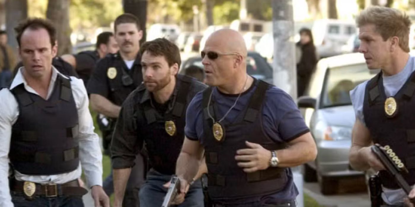 Walton Goggins as Shane and Michael Chiklis as Vic as the strike team goes in on The Shield