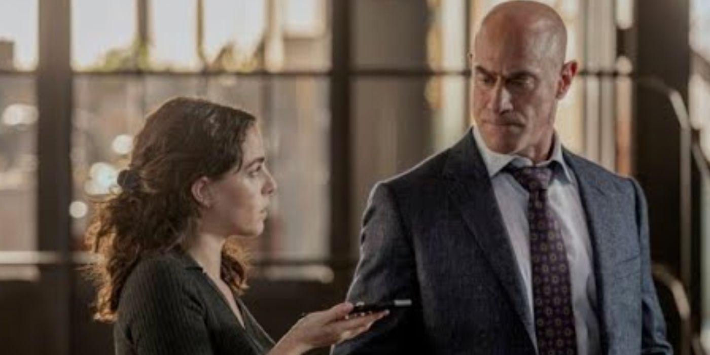 Olivia Thirlby as Frances Tanner and Christopher Meloni as Elliot Stabler in Law & Order: Organized Crime