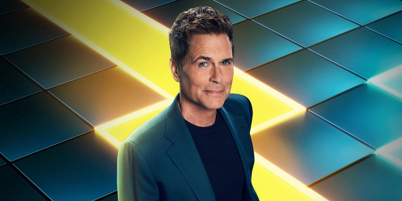 Rob Lowe looking handsome in a suit in a promotional photo for the game show, The Floor.