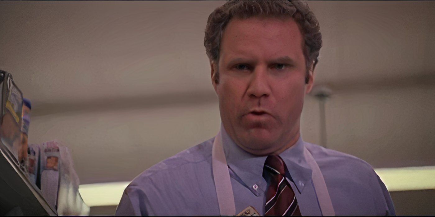 Will Ferrell looking menacing into the camera after hitting Luke Wilson in The Wendell Baker Story.