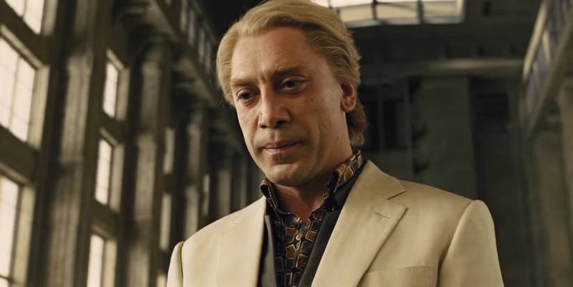 Raoul Silva looking down at someone in Skyfall