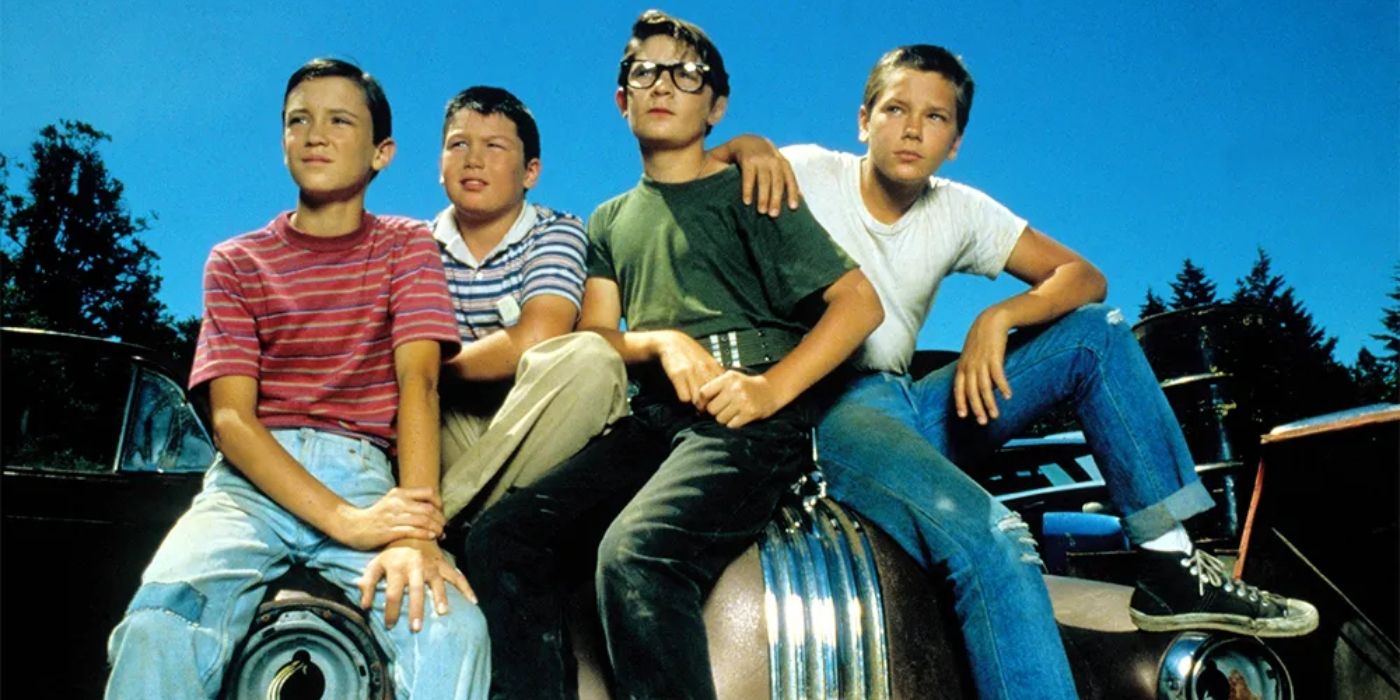 (L-R) Wil Wheaton, Jerry O'Connell, Cory Feldman, and River Phoenix in Stand by Me