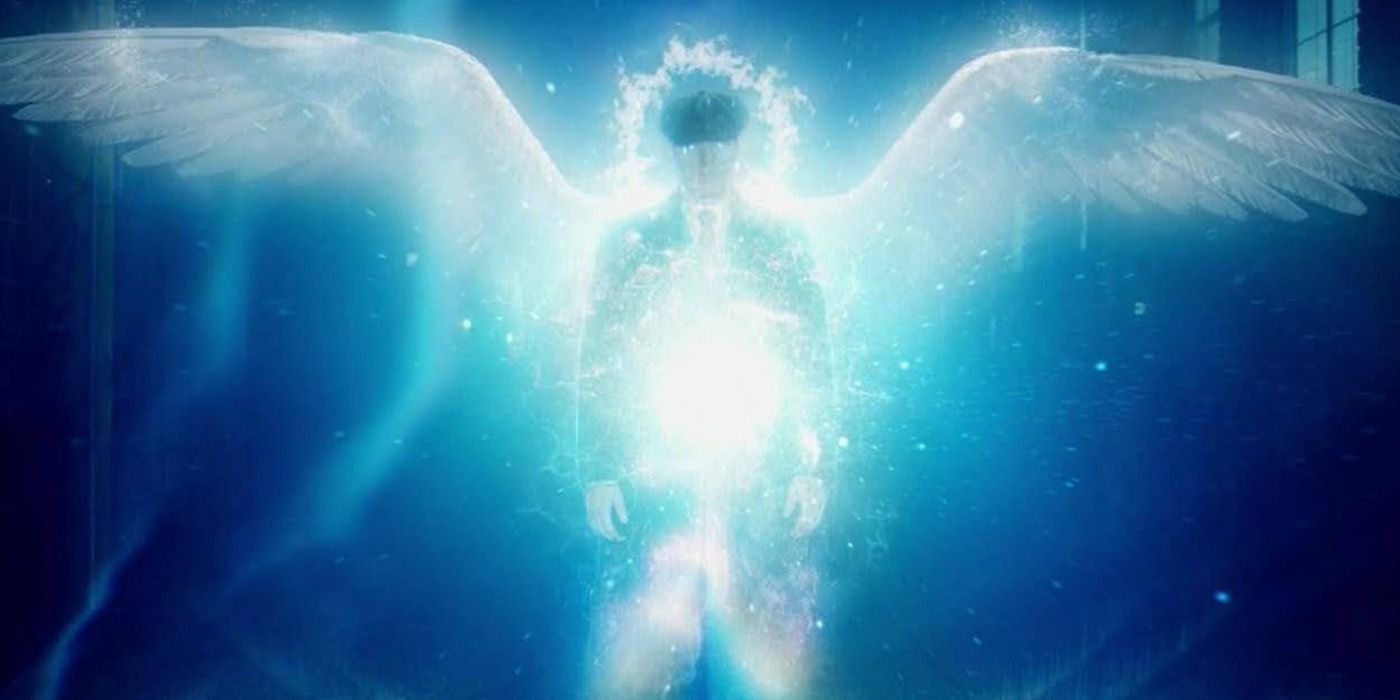 Apocalipse Michael (Jensen Ackles) em sua verdadeira forma de arcanjo no episódio 'sobrenatural' "Estranho em uma terra estranha."