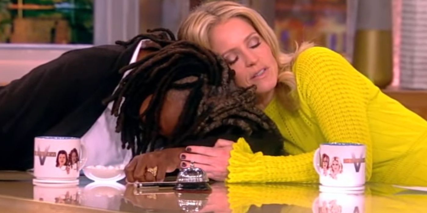 Whoopi gives up during a Hot Topic on 'The View' as Sara Haines consoles her. 