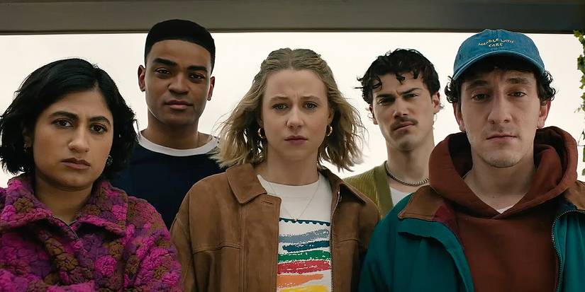Amita Rao, Owen Thiele, Lucy Freyer, Jack Innannen, and Malik Elassal look at their mailbox in Adults.
