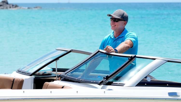 Captain Kerry Titheradge drives the tender on 'Below Deck' Season 12.